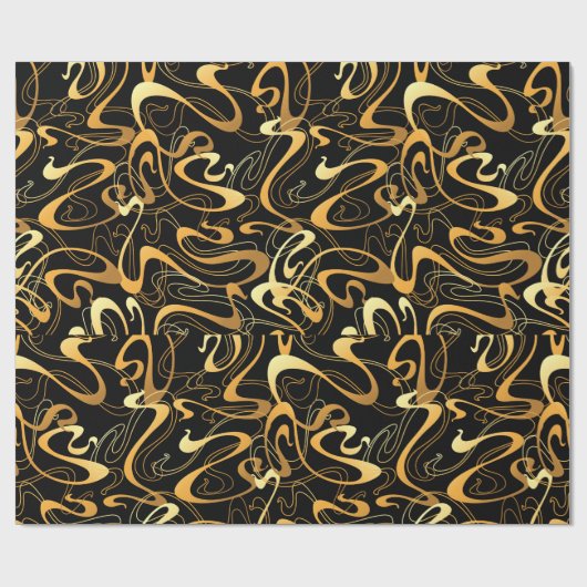 Golden Abstract Swirl Pattern Cadeaupapier (Vlak)