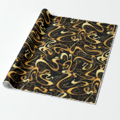 Golden Abstract Swirl Pattern Cadeaupapier (Uitgerold)