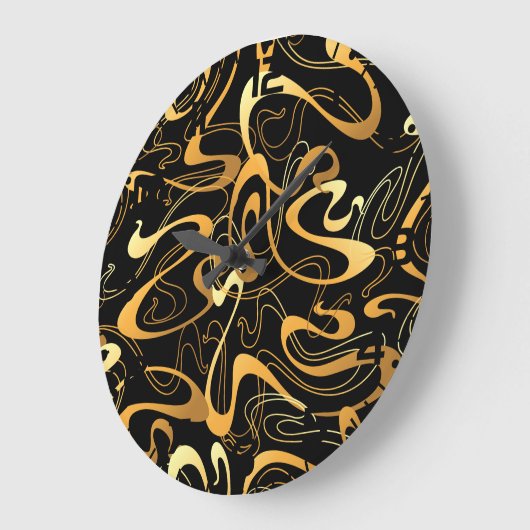 Golden Abstract Swirl Pattern Grote Klok (Hoek)