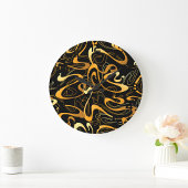 Golden Abstract Swirl Pattern Grote Klok