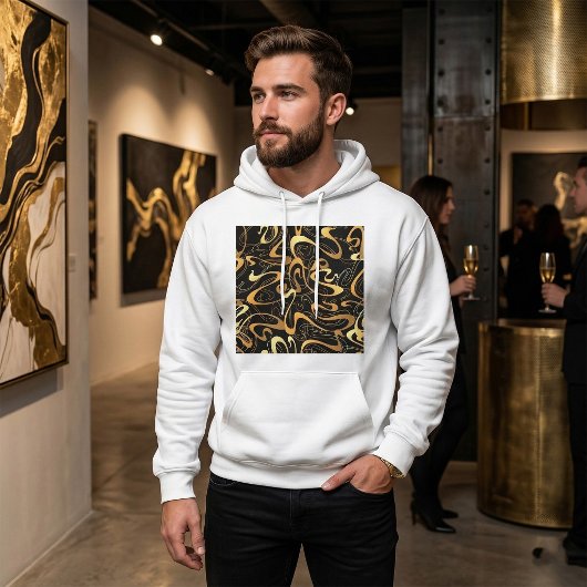 Golden Abstract Swirl Pattern Hoodie