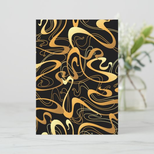 Golden Abstract Swirl Pattern Kaart (Staand voorkant)