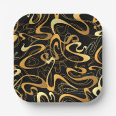 Golden Abstract Swirl Pattern Papieren Bordje (Voorkant)