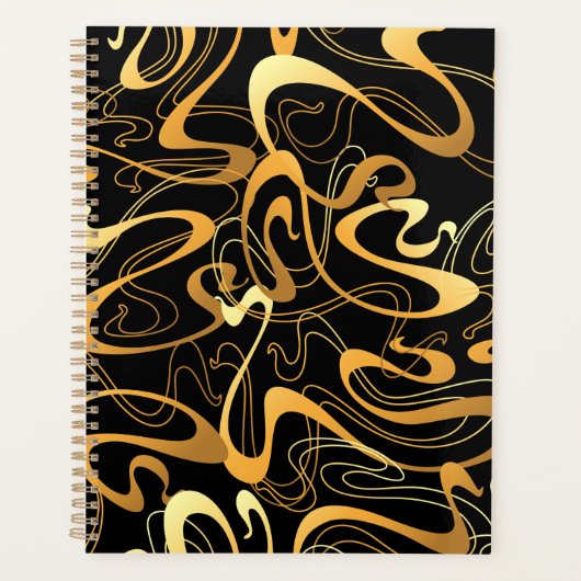 Golden Abstract Swirl Pattern Planner (Voorkant)