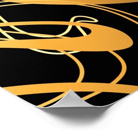 Golden Abstract Swirl Pattern Poster (Hoek)