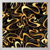 Golden Abstract Swirl Pattern Poster (Voorkant)