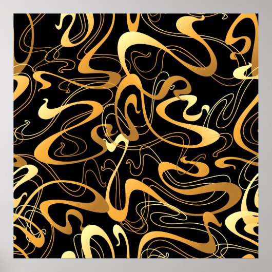 Golden Abstract Swirl Pattern Poster (Voorkant)