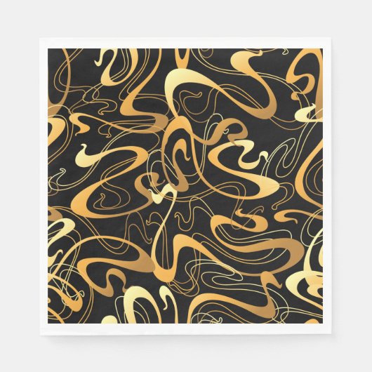Golden Abstract Swirl Pattern Servet (Voorkant)