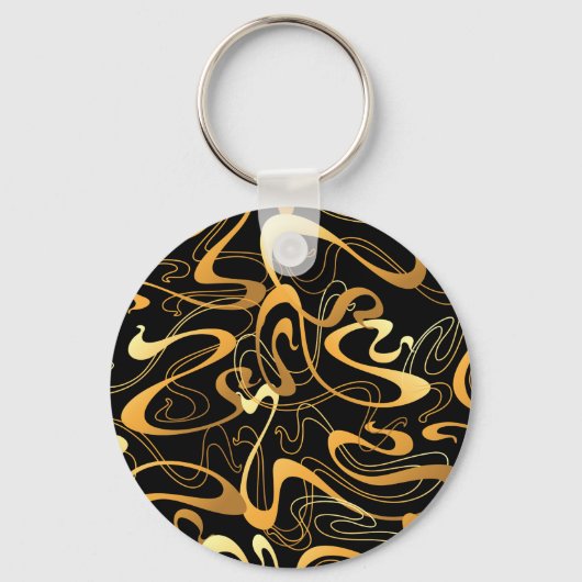 Golden Abstract Swirl Pattern Sleutelhanger (Voorkant)