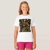 Golden Abstract Swirl Pattern T-shirt (Voorkant volledig)