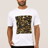 Golden Abstract Swirl Pattern T-shirt (Voorkant)