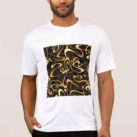 Golden Abstract Swirl Pattern T-shirt (Voorkant)