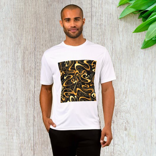 Golden Abstract Swirl Pattern T-shirt