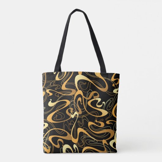 Golden Abstract Swirl Pattern Tote Bag (Achterkant)