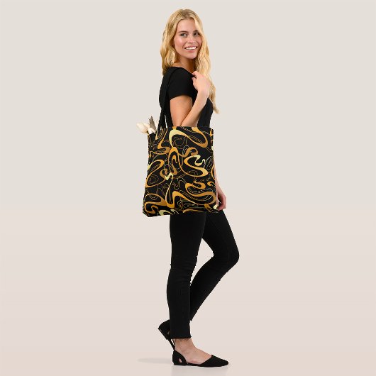 Golden Abstract Swirl Pattern Tote Bag
