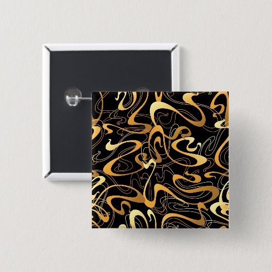 Golden Abstract Swirl Pattern Vierkante Button 5,1 Cm (Voorkant /achterkant)