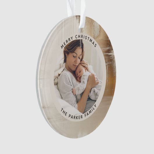 Golden Abstract | Twee familiefoto's Ornament (voorkant)