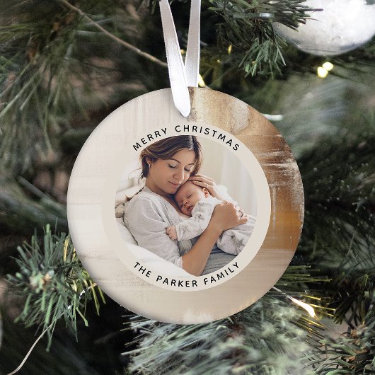 Golden Abstract | Twee familiefoto's Ornament