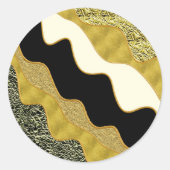 Golden Abstract Wave Modern Gold Glam Trendy Ronde Sticker (Voorkant)