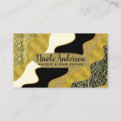 Golden Abstract Wave Modern Gold Glam Trendy Visitekaartje (Voorkant)