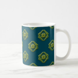 Golden Abstracte bloemen op Pruissiaans blauw schu Koffiemok