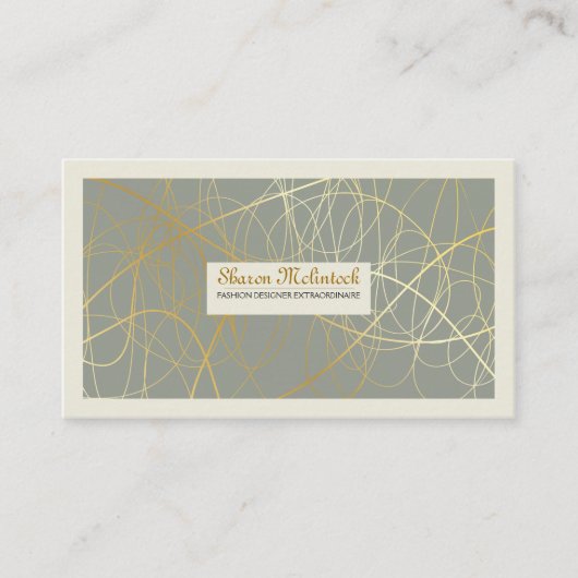 Golden Abstracte lijnen Visitekaartje (Voorkant)