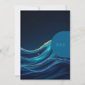 Golden Accented Abstract Ocean Waves bruiloft (Achterkant)