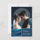 Golden Accented Abstract Ocean Waves bruiloft Bedankkaart (Voorkant)