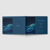 Golden Accented Abstract Ocean Waves bruiloft Gastenboek (Volledig)