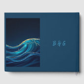 Golden Accented Abstract Ocean Waves bruiloft Gastenboek (Achterkant)