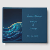 Golden Accented Abstract Ocean Waves bruiloft Gastenboek (Voorkant)