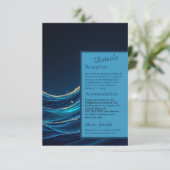 Golden Accented Abstract Ocean Waves bruiloft Informatiekaartje (Staand voorkant)
