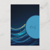 Golden Accented Abstract Ocean Waves bruiloft Informatiekaartje (Achterkant)