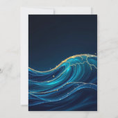 Golden Accented Abstract Ocean Waves bruiloft Kaart (Achterkant)