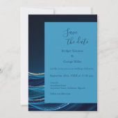 Golden Accented Abstract Ocean Waves bruiloft Kaart (Voorkant)