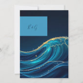 Golden Accented Abstract Ocean Waves bruiloft Kaart (Achterkant)