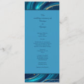 Golden Accented Abstract Ocean Waves bruiloft Programmakaart (Achterkant)