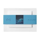 Golden Accented Abstract Ocean Waves bruiloft Uitnodigingen Wikkel (Voorkant Voorbeeld)