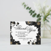 Golden Accented Black Floral Dank u Briefkaarten (Staand voorkant)