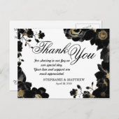 Golden Accented Black Floral Dank u Briefkaarten (Voorkant / Achterkant)