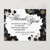 Golden Accented Black Floral Dank u Briefkaarten (Voorkant)