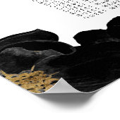 Golden Accented Black Floral Seating Chart Poster (Hoek)