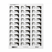 Golden Accented Zwart Bloemen Adresetiketten Etiket (Full Sheet)