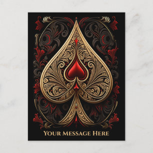 Golden Ace of Spades Briefkaart