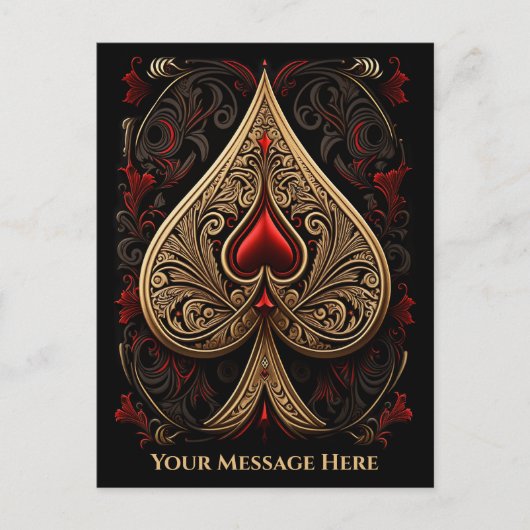 Golden Ace of Spades Briefkaart (Voorkant)