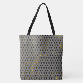 Golden afbeelding onder grijze borden, langwerpige tote bag