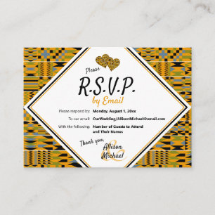 Golden African Kente K46 RSVP Wedding Kaart