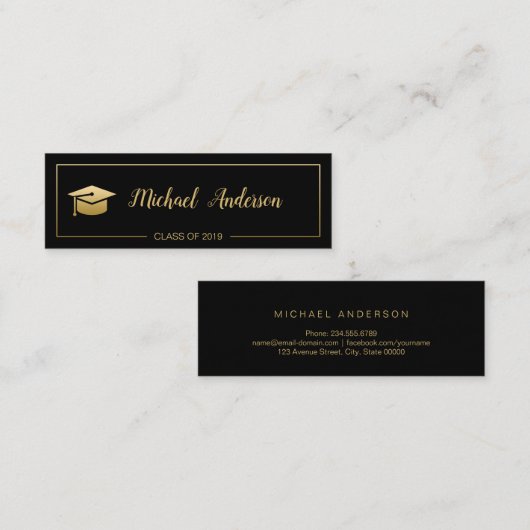 Golden Afstuderen 2019-naamkaart Mini Visitekaartje (Voorkant / Achterkant)