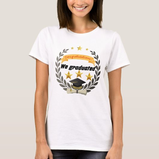 Golden Afstuderen Badge met Elegante Stijl T-shirt (Voorkant)