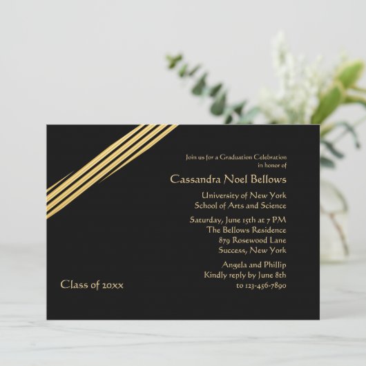 Golden Afstuderen Invitation Kaart (Staand voorkant)